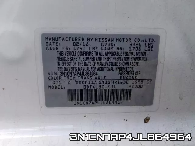 3N1CN7AP4JL864964 фото 2