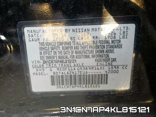 3N1CN7AP4KL815121 фото 2