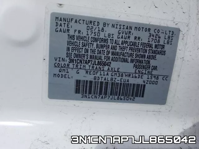 3N1CN7AP7JL865042 фото 2