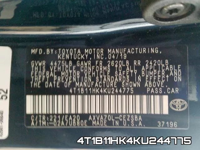 4T1B11HK4KU244775 фото 2
