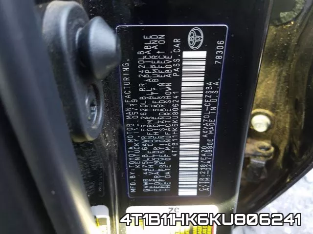 4T1B11HK6KU806241 фото 2