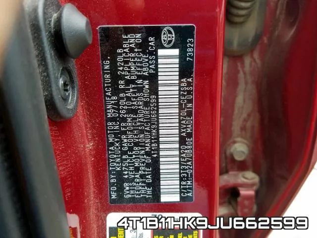 4T1B11HK9JU662599 фото 2