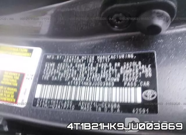 4T1B21HK9JU003869 фото 10