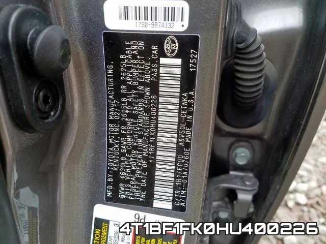 4T1BF1FK0HU400226 фото 2
