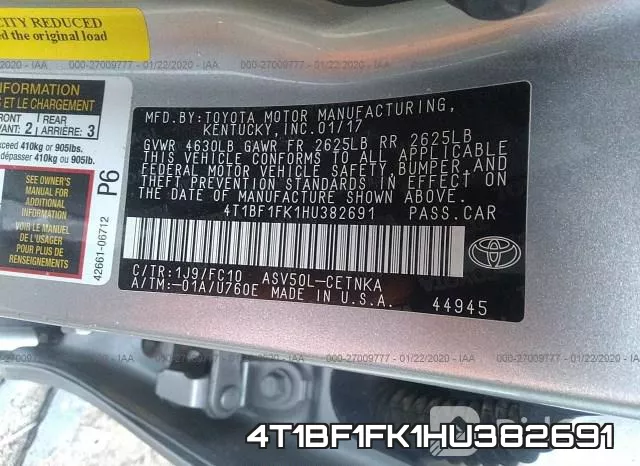 4T1BF1FK1HU382691 фото 10