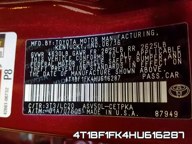 4T1BF1FK4HU616287 фото 2