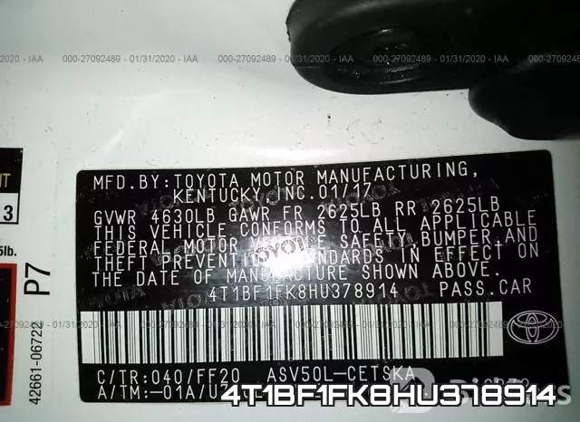 4T1BF1FK8HU378914 фото 10