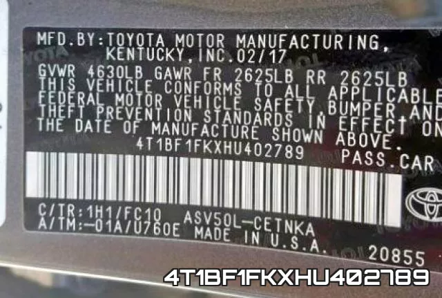 4T1BF1FKXHU402789 фото 2