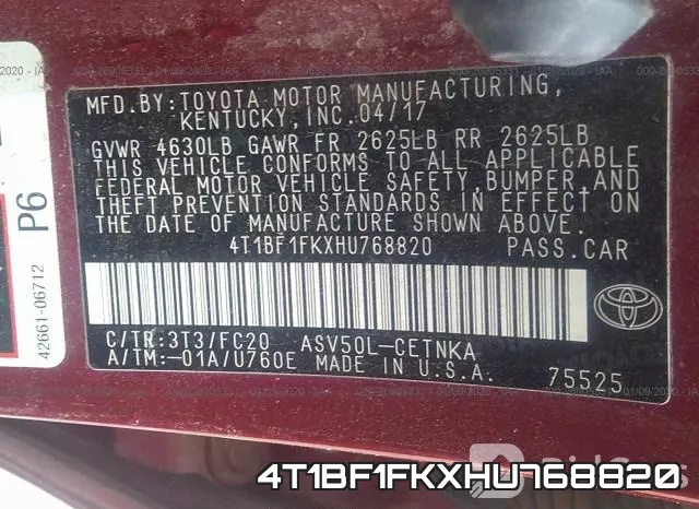 4T1BF1FKXHU768820 фото 10