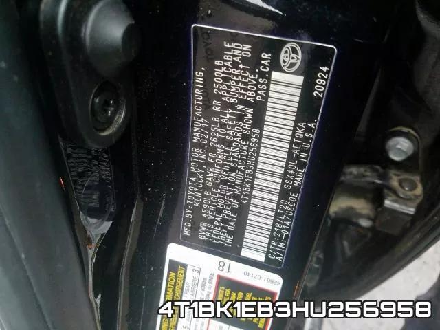 4T1BK1EB3HU256958 фото 2