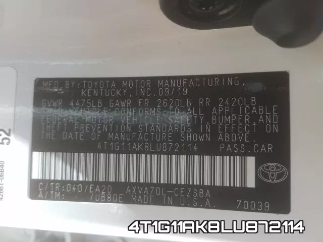 4T1G11AK8LU872114 фото 2