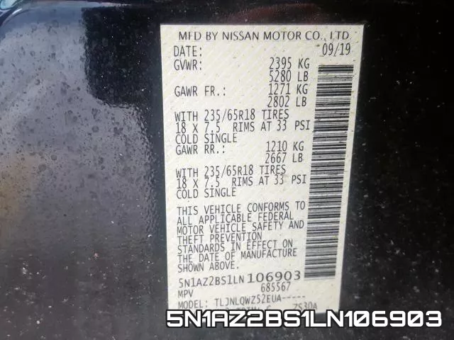 5N1AZ2BS1LN106903 фото 2