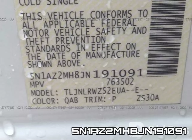 5N1AZ2MH8JN191091 фото 10