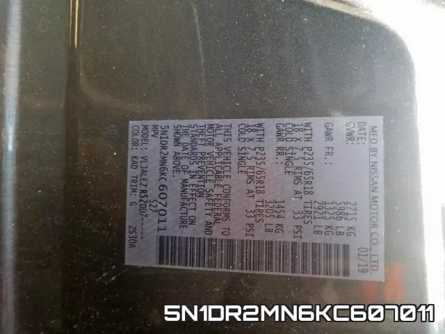5N1DR2MN6KC607011 фото 2