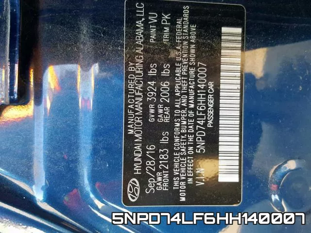 5NPD74LF6HH140007 фото 2