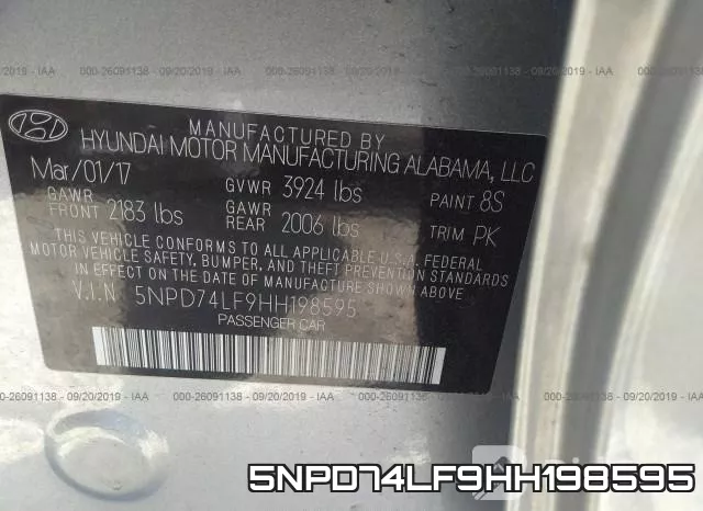 5NPD74LF9HH198595 фото 10