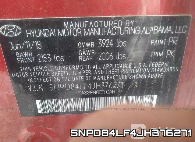 5NPD84LF4JH376271 фото 10