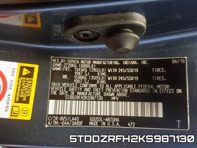 5TDDZRFH2KS987130 фото 2