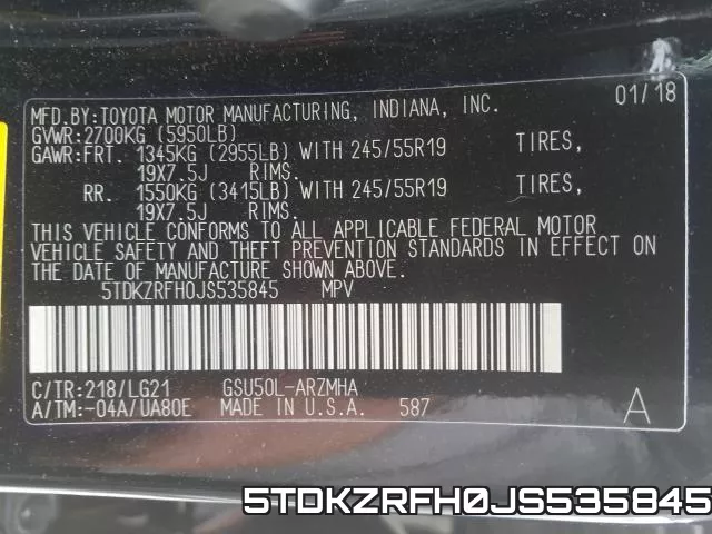 5TDKZRFH0JS535845 фото 2