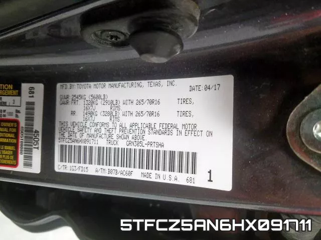 5TFCZ5AN6HX091711 фото 2