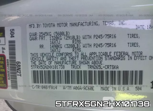 5TFRX5GN2HX101738 фото 10