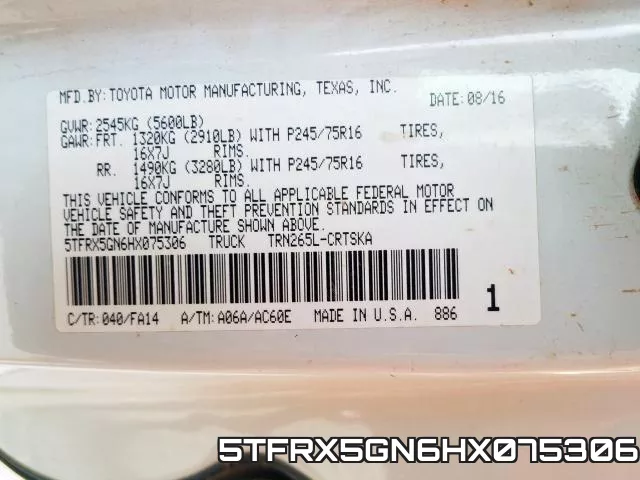 5TFRX5GN6HX075306 фото 2