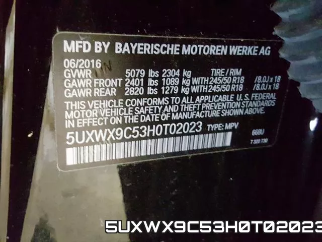 5UXWX9C53H0T02023 фото 2