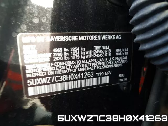 5UXWZ7C38H0X41263 фото 2