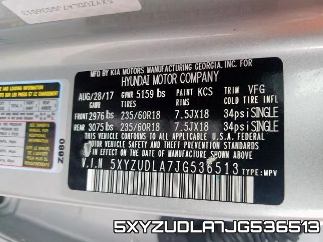 5XYZUDLA7JG536513 фото 2
