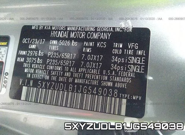 5XYZUDLB1JG549038 фото 10