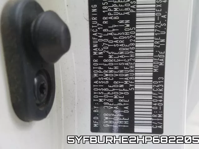 5YFBURHE2HP682205 фото 2