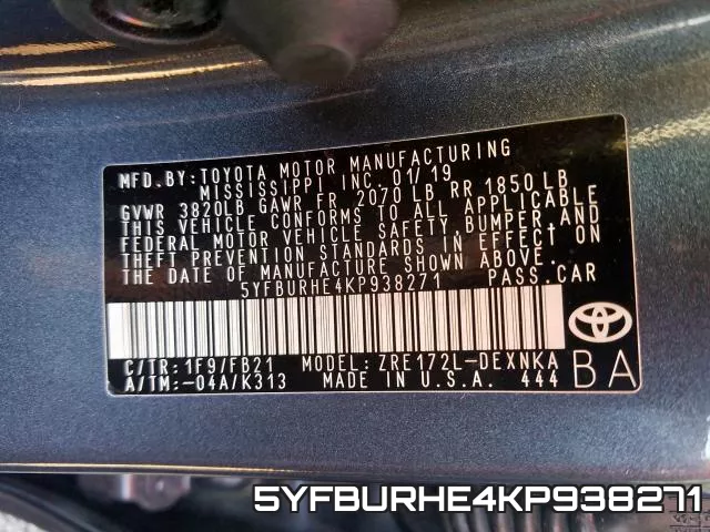 5YFBURHE4KP938271 фото 2