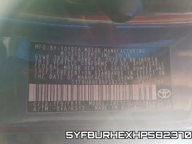 5YFBURHEXHP582370 фото 2