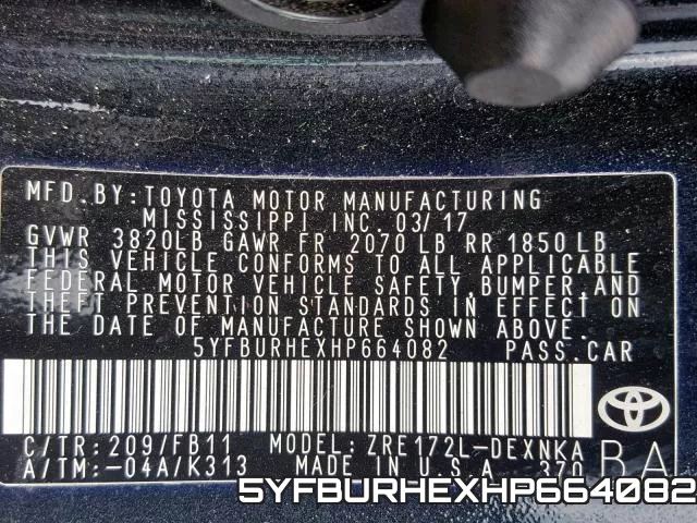 5YFBURHEXHP664082 фото 2