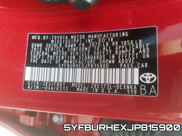 5YFBURHEXJP815900 фото 2