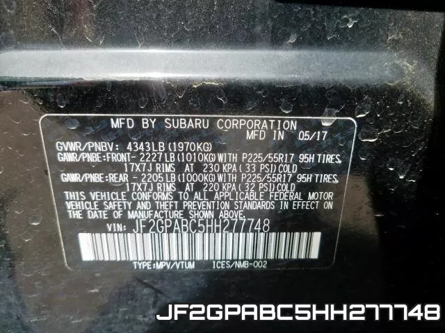 JF2GPABC5HH277748 фото 2