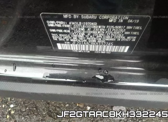 JF2GTAAC8KH332245 фото 10