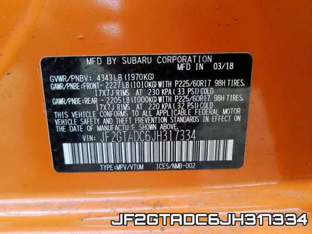 JF2GTADC6JH317334 фото 2