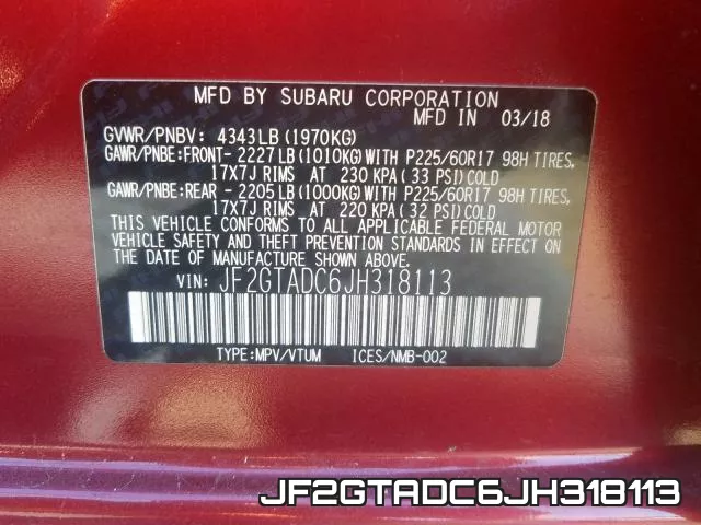 JF2GTADC6JH318113 фото 2