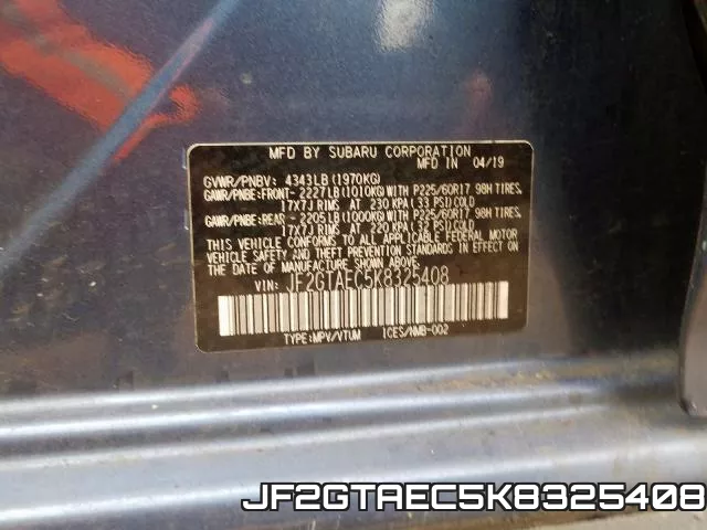 JF2GTAEC5K8325408 фото 2