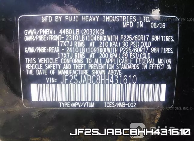 JF2SJABC8HH431610 фото 10