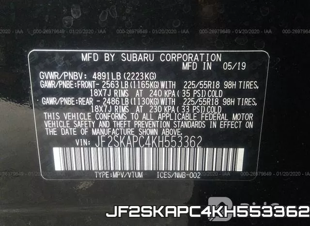 JF2SKAPC4KH553362 фото 10