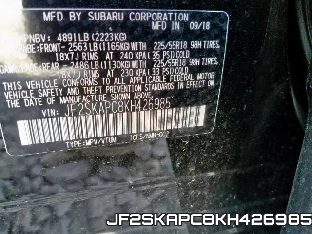 JF2SKAPC8KH426985 фото 2