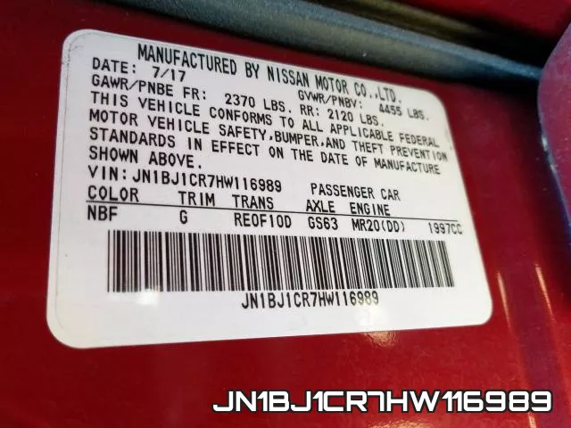 JN1BJ1CR7HW116989 фото 2