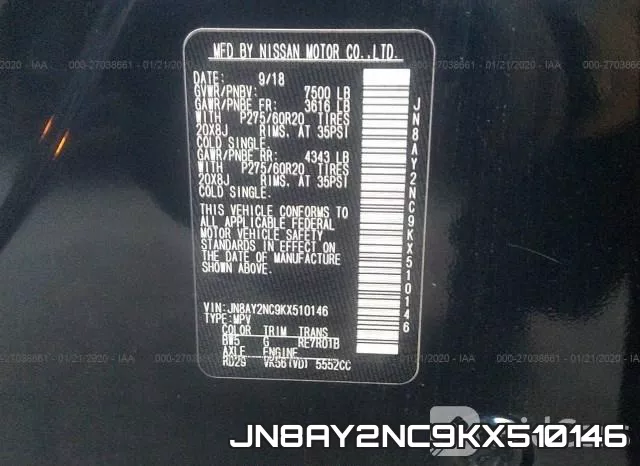 JN8AY2NC9KX510146 фото 10
