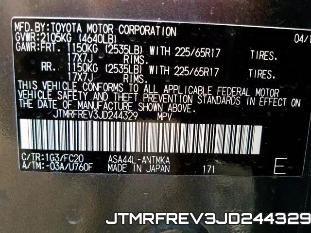 JTMRFREV3JD244329 фото 2