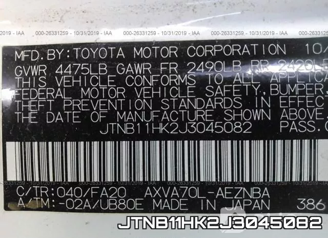 JTNB11HK2J3045082 фото 10
