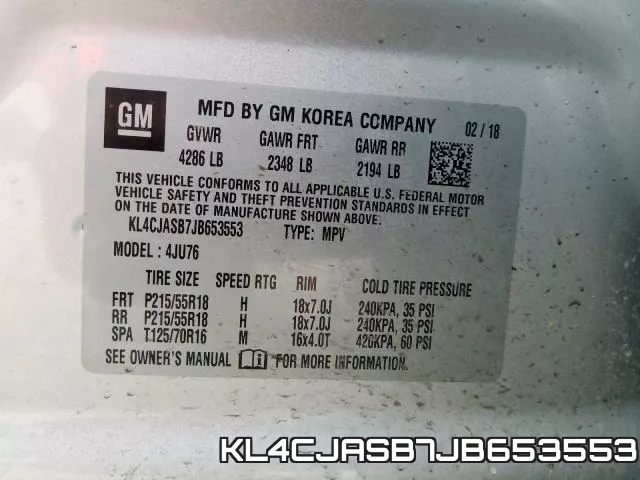 KL4CJASB7JB653553 фото 2
