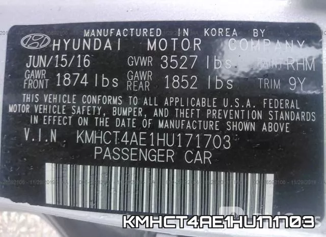 KMHCT4AE1HU171703 фото 10