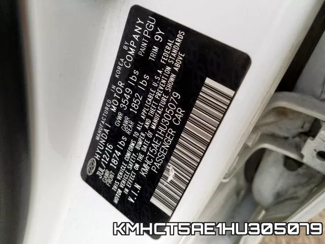 KMHCT5AE1HU305079 фото 2